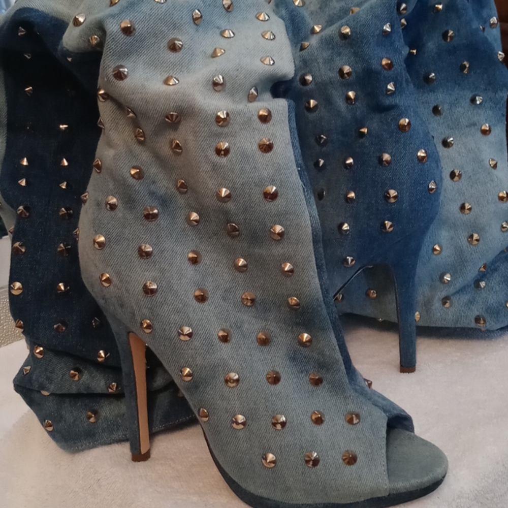 COPY - Denim Thigh Boots